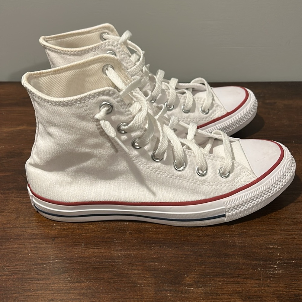 Converse Chuck Taylor All Star White Canvas High-Top Sneakers - Picture 5 of 9